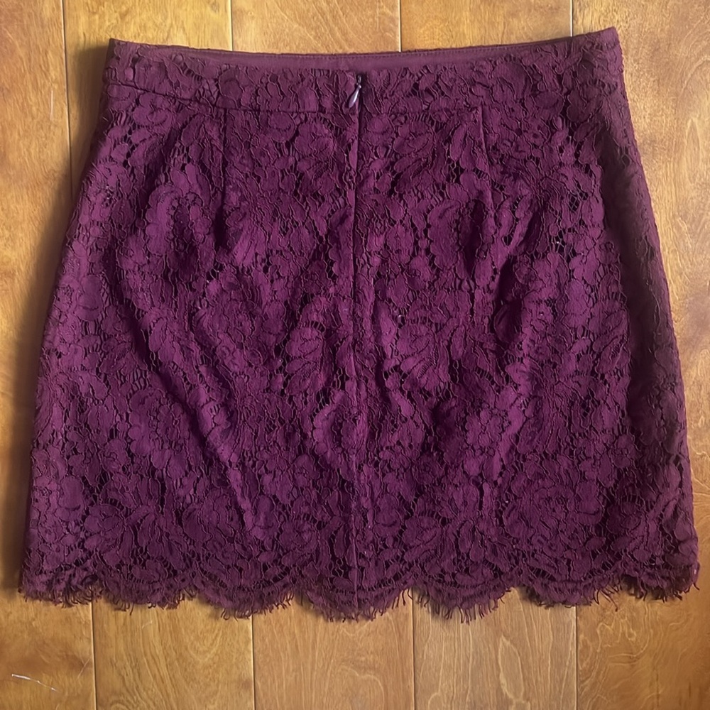 Forever 21 Burgundy Lace Mini Skirt Size M Fairy Whimsigoth Chic Holiday Event - Picture 3 of 7
